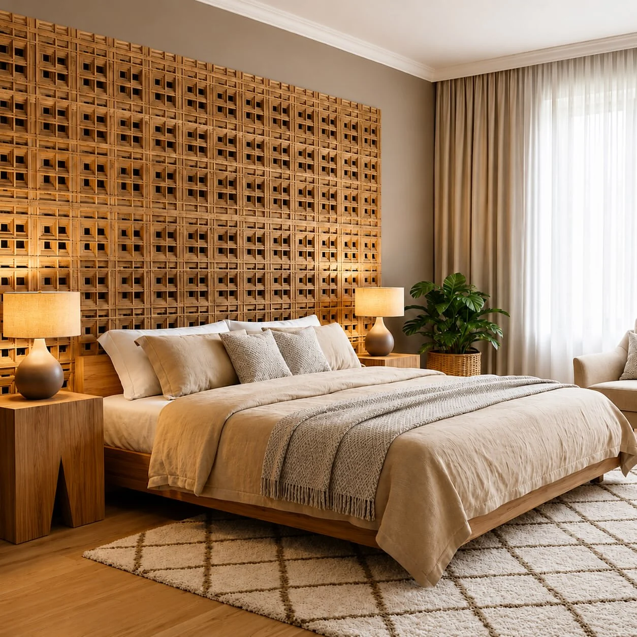 Woven rattan wall panel