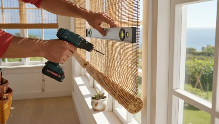 Woven blind installation