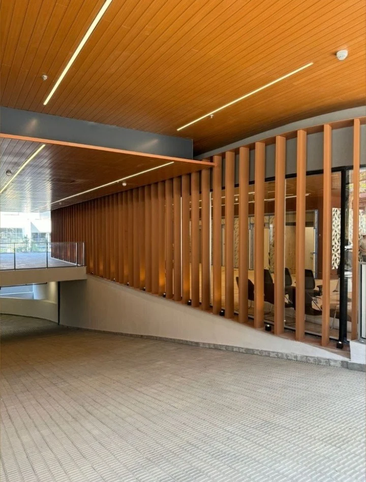 Wood ceiling and screen